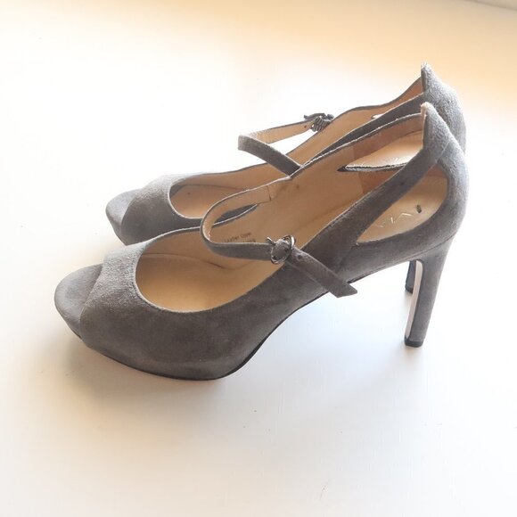 Via Spiga Grey Suede Open Toe Mary Jane Stiletto Heels / Sandals / Shoes Size 6 - Picture 3 of 16